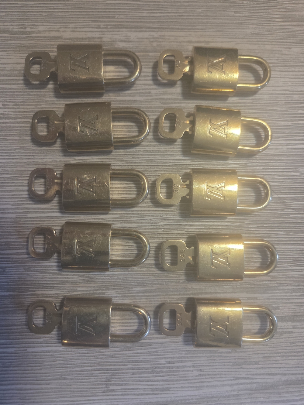 Louis Vuitton Gold Padlock And Key Set - Brass-Tone Retails For $165 Random #